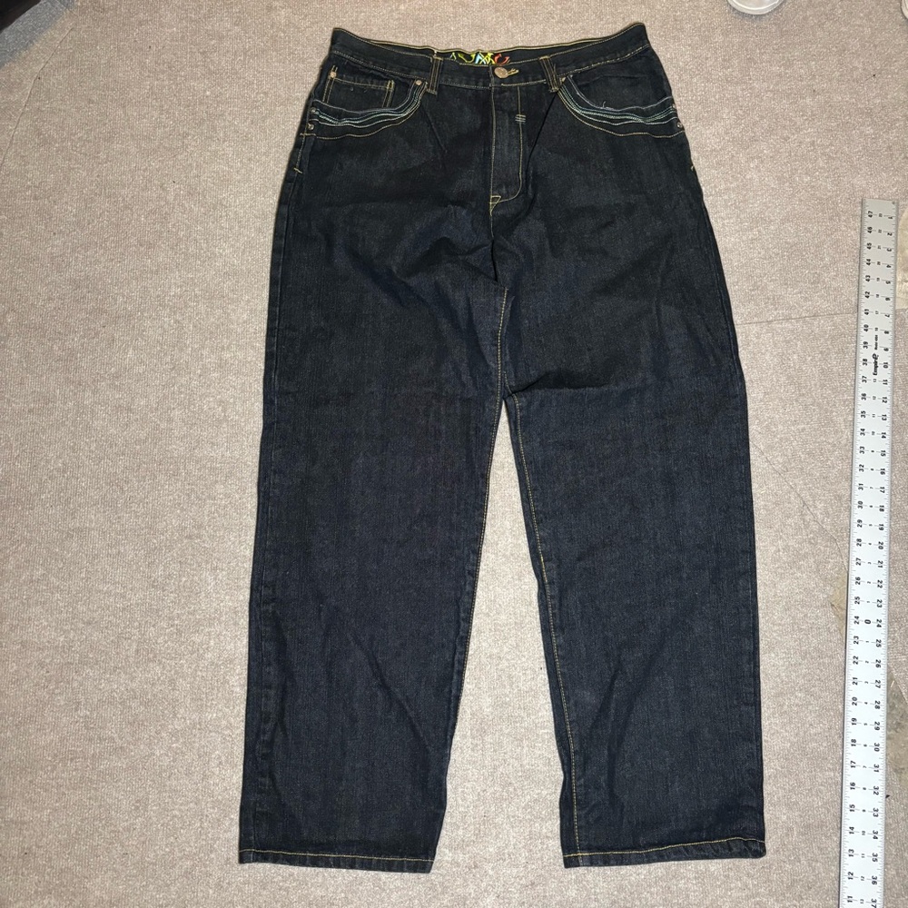 YMC Angel Of Death Embroidered Denim Jeans Men’s 40x34 Dark Wash